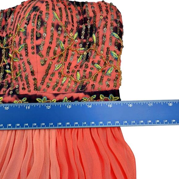 RARE Free People Limited Edition Nicole's Holiday Coral Sequin Silk Dress - Picture 10 of 11